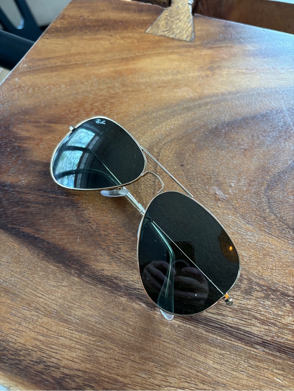 Ray-Ban Gold Frame Sunglasses with Black Lenses